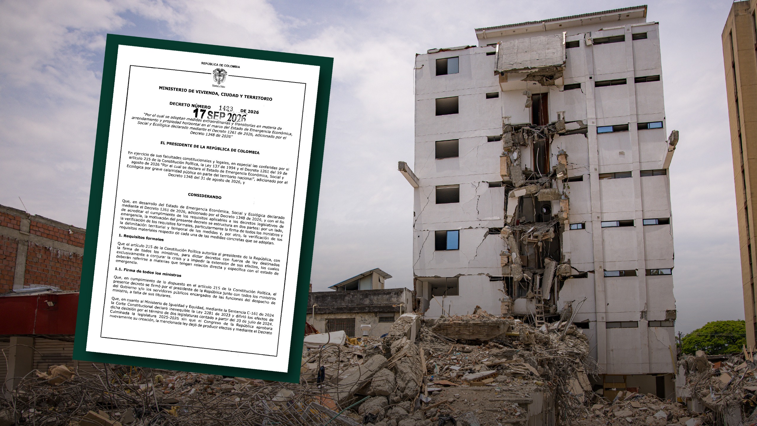 FOTOGRAFIA DECRETO PARA PROTEGER HOGARES AFETADOS POR EL TERREMOTO