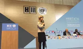 Elsa Noguera habla en plenaria de Habitat III sobre ciudades mas incluyentes Elsa Noguera habla en plenaria de Habitat III sobre ciudades mas incluyentes