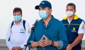 Ministro de Vivienda, Jonathan Malagón, durante rueda de prensa en San Andrés. Foto: cortesía Presidencia