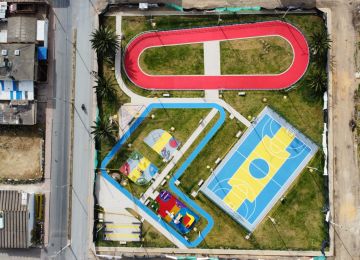 FOTOGRAFÍA AÉREA DEL PARQUE RECREODEPORTIVO RENACER LAS PALMERAS, EN SAMACÁ BOYACÁ
