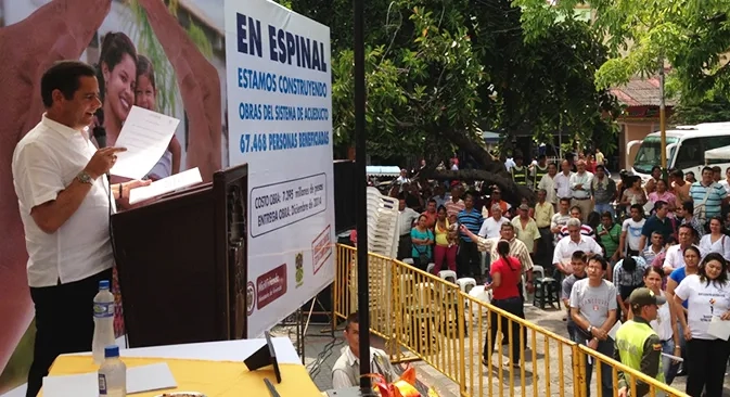 Habitantes de El Espinal tendrán cobertura del 100% en el servicio de agua potable