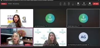 FOTOGRAFÍA DE LA PARTICIPACION DE LA UNIDAD DE ENFOQUE DIFERENCIAL Y GÉNERO DE LA DIRECCIÓN DE IMPUESTOS Y ADUANAS NACIONALES (DIAN) EN EL PANEL VIRTUAL