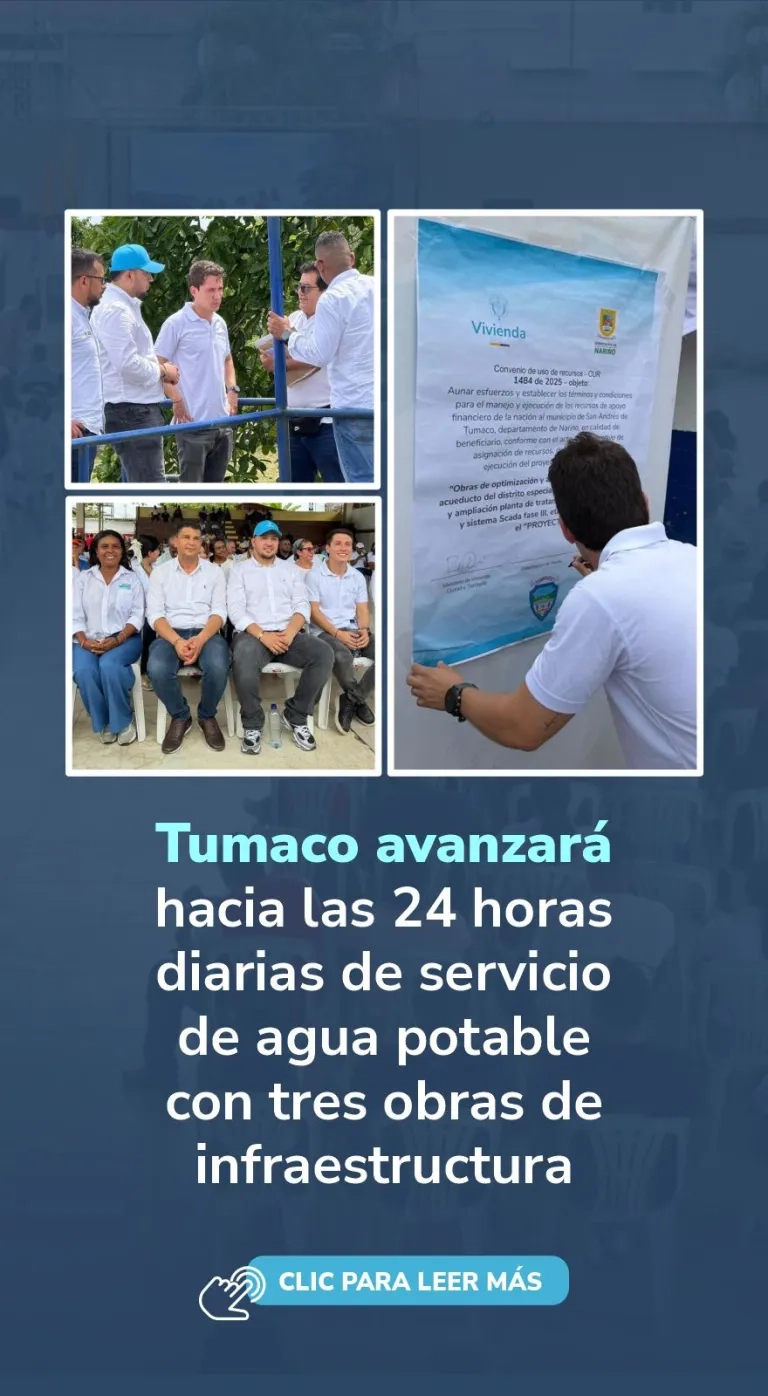 PIEZA GRAFICA COMUNICADO TUMACO AVANZARA A 24 HORAS DE SERVICIO DE AGUA POTABLE