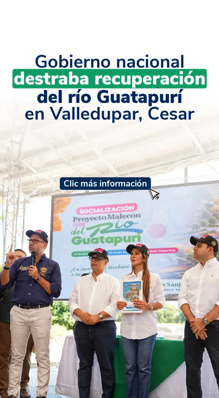 PIEZA GRAFICA COMUNICADO GOBIERNO DESTRABA RECUPERACIÓN DEL RIO GUATAPURI EN VALLEDUPAR