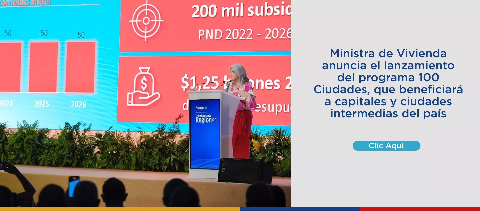 Ministra de Vivienda anuncia el lanzamiento del programa 100 Ciudades, que beneficiará a capitales y ciudades intermedias del país
