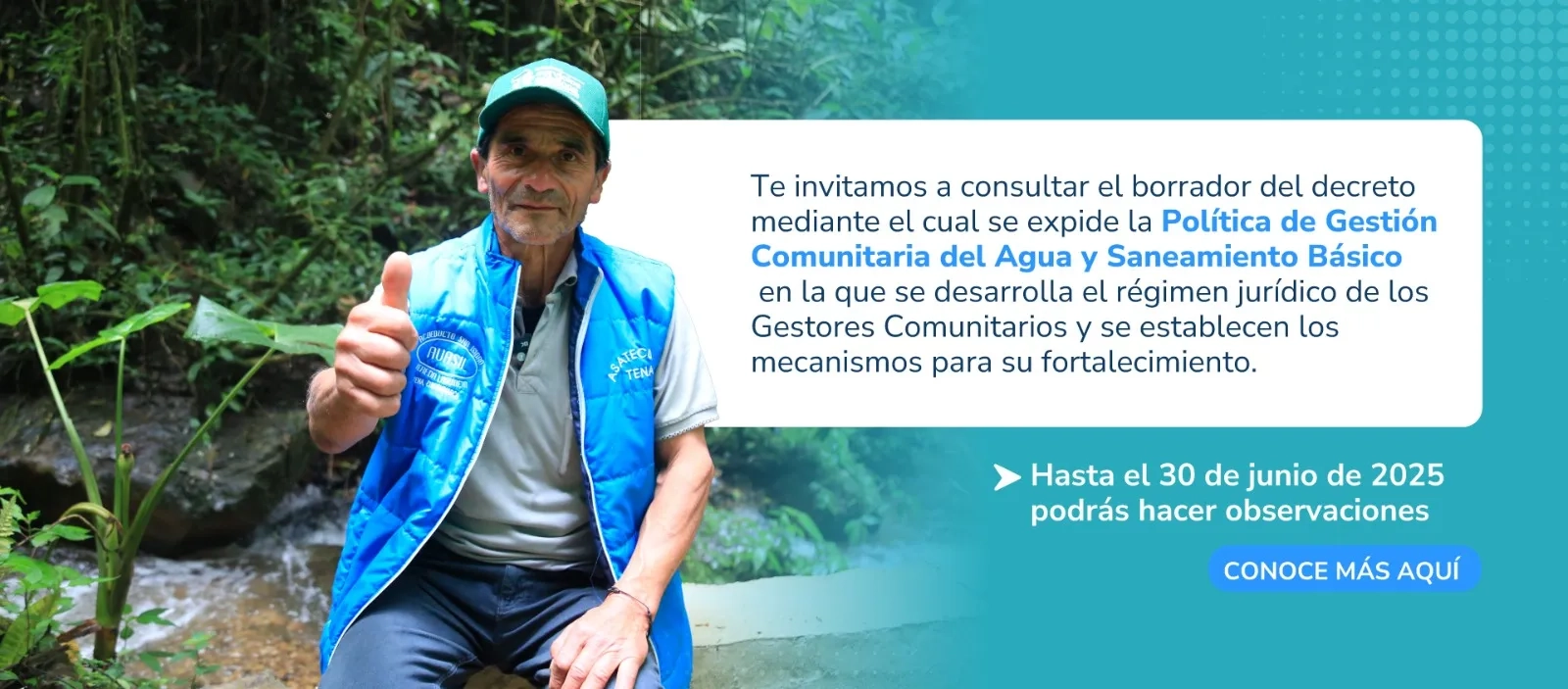 Pieza grafica decreto Política de Gestión Comunitaria del Agua y Saneamiento Básico