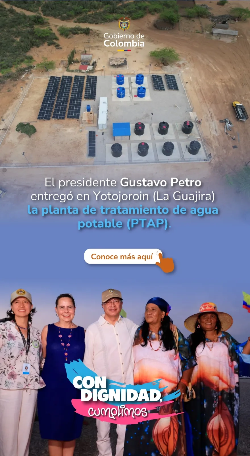 PIEZA GRAFICA COMUNICADO ENTREGA PLANTA YOTOJOROIN, LA GUAJIRA