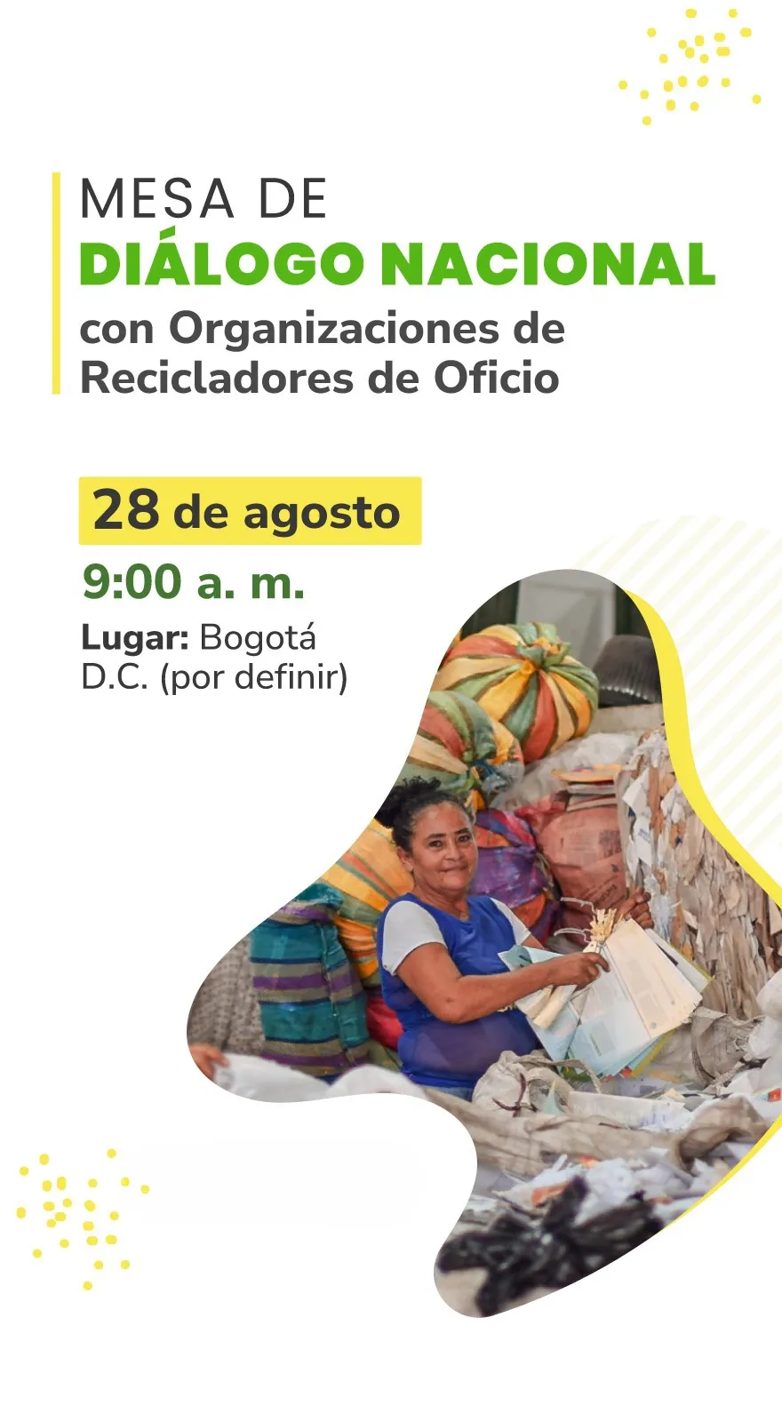 PIEZA GRAFICA MESA DE DIALOGO NACIONAL CON RECICLADORES AGOSTO