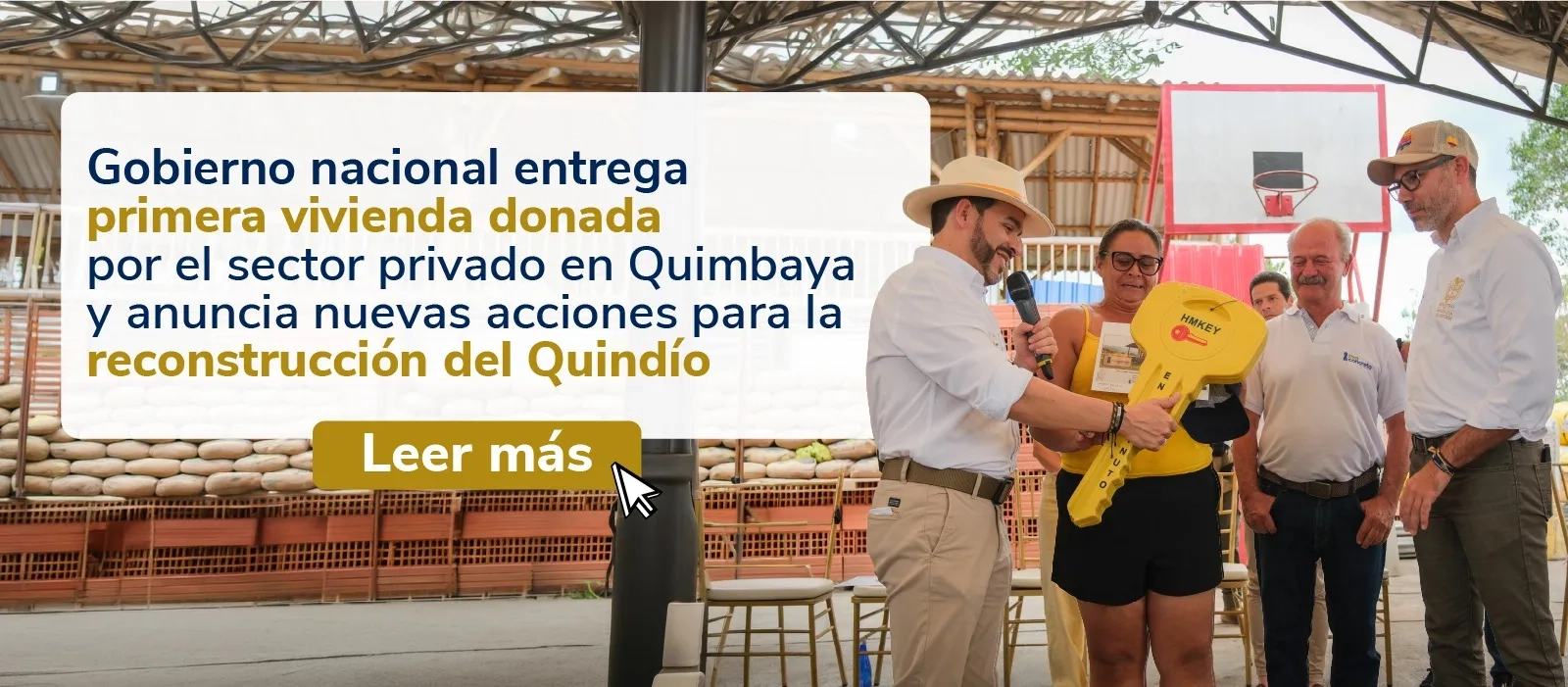 PIEZA GRAFICA COMUNICADO ENTREGA PRIMERA CASA A DAMINIFICADA EN QUINDIO