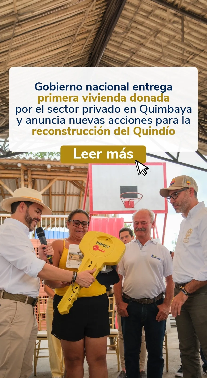 PIEZA GRAFICA COMUNICADO ENTREGA PRIMERA CASA A DAMINIFICADA EN QUINDIO